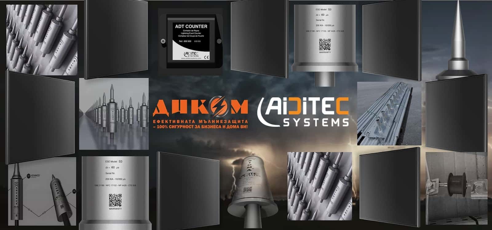 Диком ООД - Мълниезащита и Aктивни мълниеприемници АIDITEC